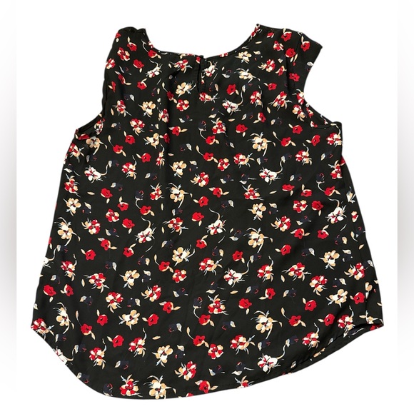 Floral Sleeveless Top - Black and Red - Picture 3 of 3